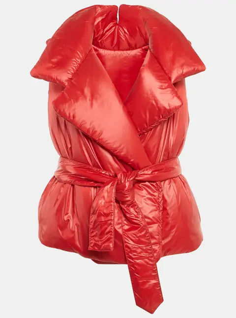 Norma Kamali Red Nylon Sleeveless Sleeping Bag Vest M/L
