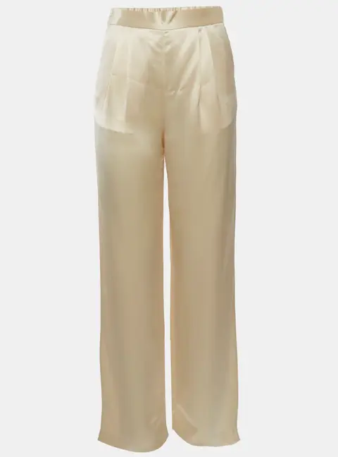 Nora Cream Satin Wide Leg Trouser S