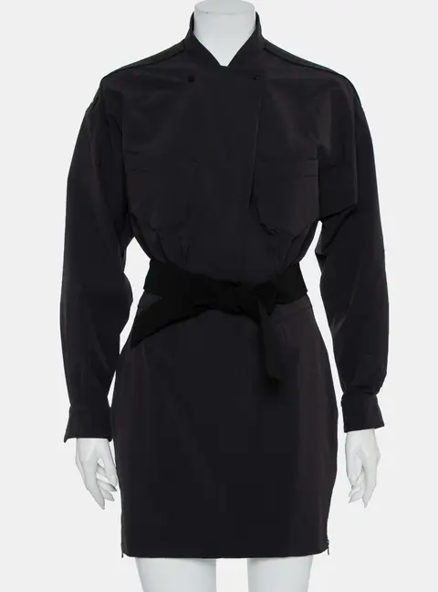 Norisol Ferrari Black Synthetic Paneled Belted Mini Dress M