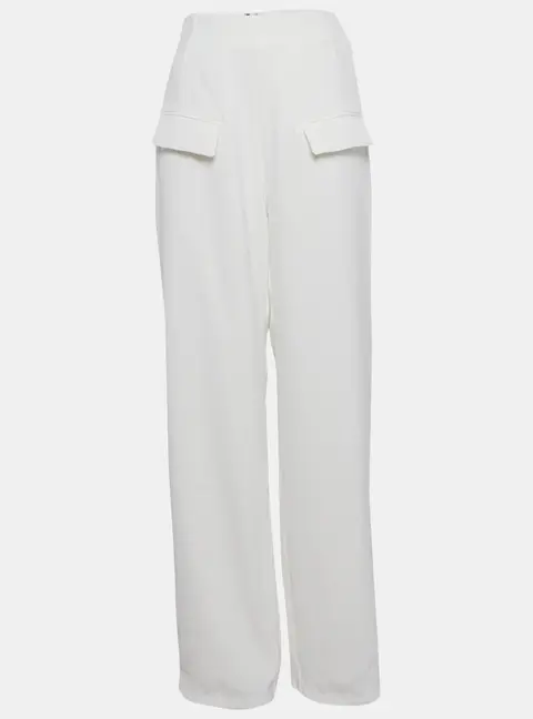 Oddmuse White Crepe High-Rise Wide Leg Trousers S