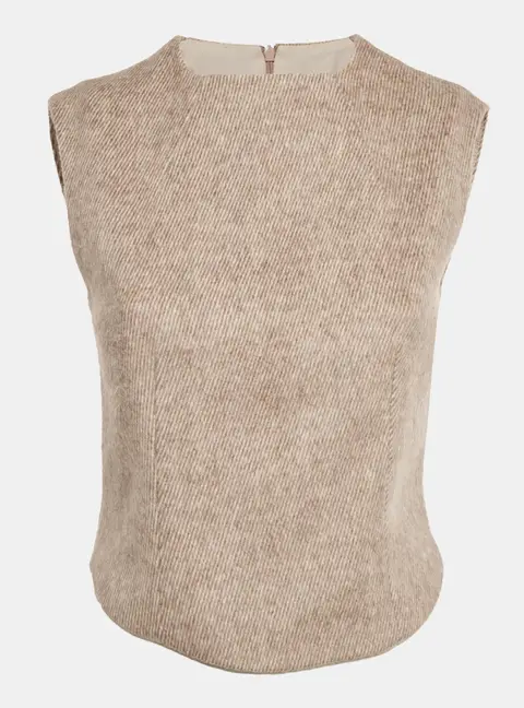 Oddmuse Beige Gabardine Sleeveless Top S