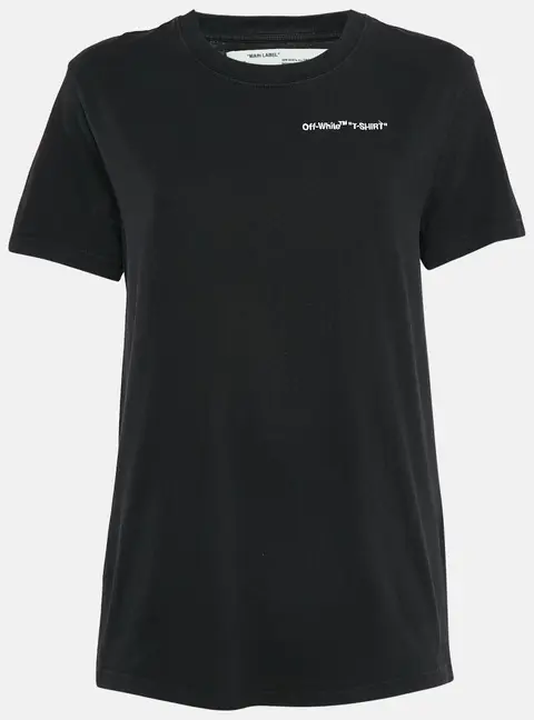 Off-White Black Logo Embroidered Jersey Crew Neck T-Shirt S