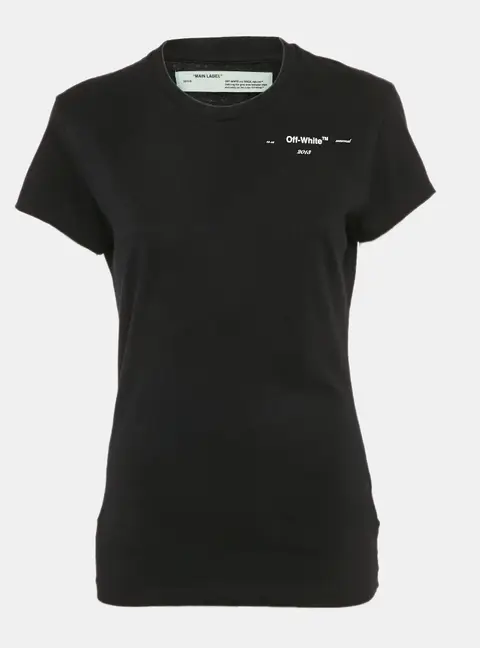 Off-White Black Print Cotton Jersey Crew Neck T-Shirt S