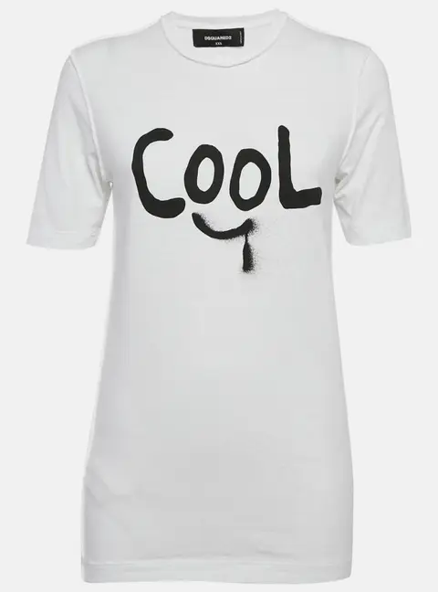 Off-White White Printed Cotton Twisted Renny Fit T-Shirt XXS
