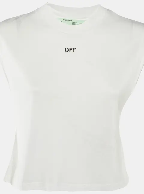 Off-White White Printed Lyocell Blend Sleeveless Crew Neck T-Shirt XXS