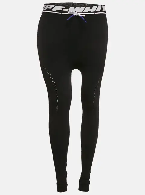 Off-White Black Jersey Drawstring Active Leggings L