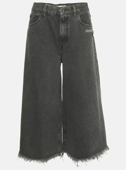 Off-White Black Faded Denim Culottes Jeans M Waist 29"