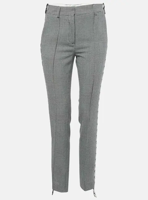 Off-White Black /White Prince Of Whales Wool Trousers S