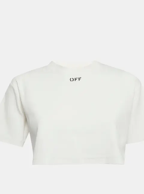 Off-White White Logo Rib Knit Crop Top S