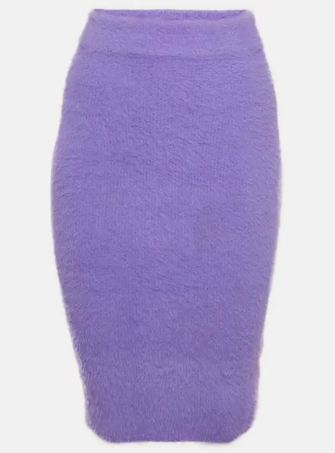 Off-White Lilac Faux Mohair Mini Skirt M
