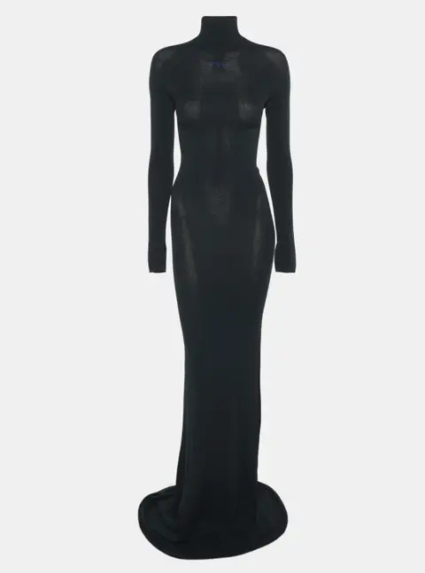 Off-White Blue Stretch Crepe Bodycon Dress M