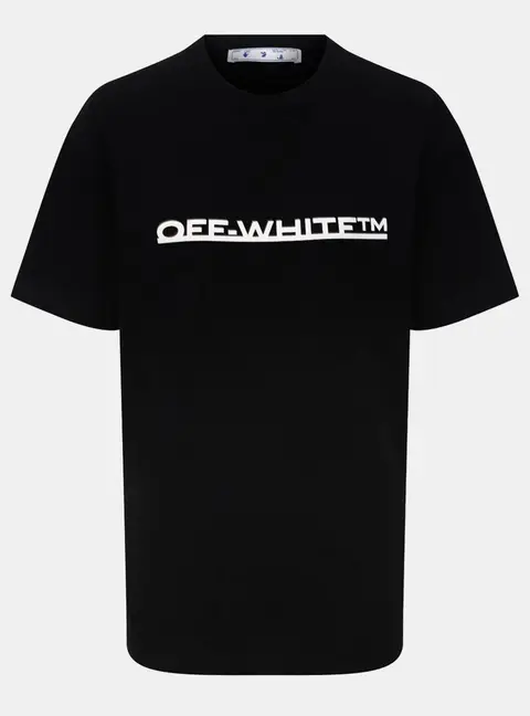 Off-White Black Underlined Logo Print Jersey Crew Neck T-Shirt S