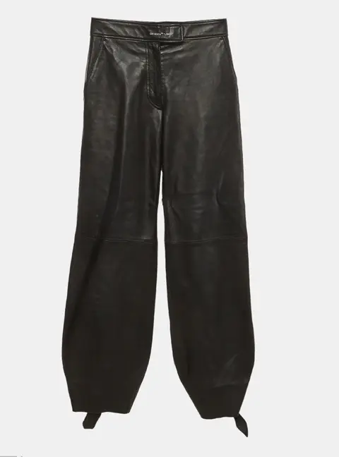 Off-White Black Logo Print Leather Bow Detail Pants S