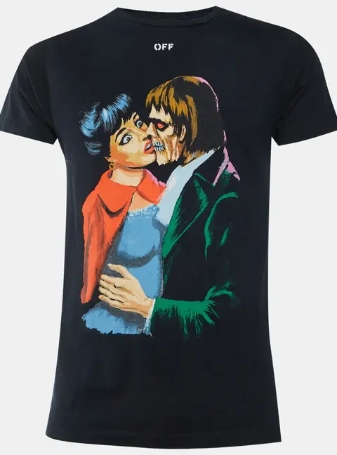 Off-White Black Cotton Kiss Printed Crewneck T-Shirt S