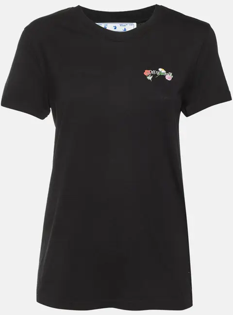 Off-White Black Arrow Floral Embroidered Jersey T-Shirt S