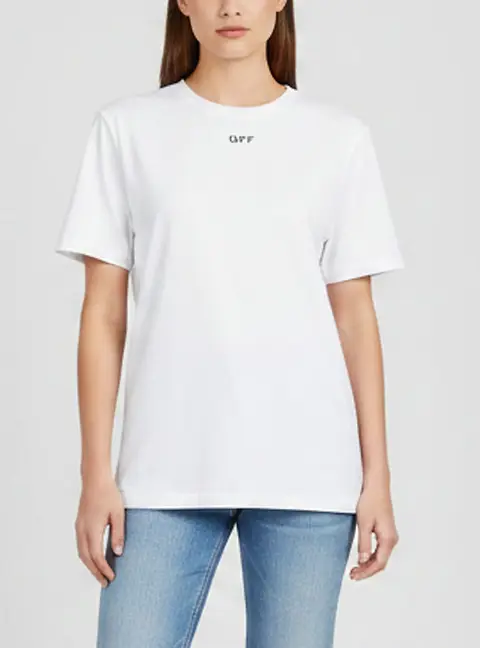 Off-White White Logo Stamp Shoulder Padded T-Shirt S