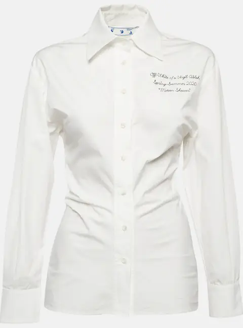 Off-White White Cotton Embroidered Tailored Shirt S