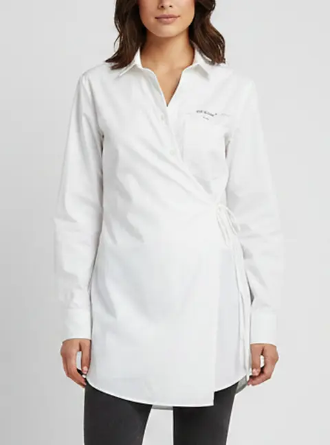 Off-White White Arrow Logo Graphic Poplin Button Up Shirt S