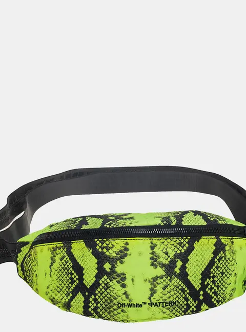 Off-White Neon Green/Black Python Print Nylon Fanny Pack Belt Bag