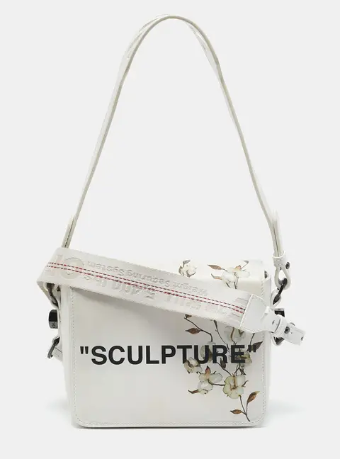 Off-White White Leather Sculpture Binder Clip Crossbody Bag