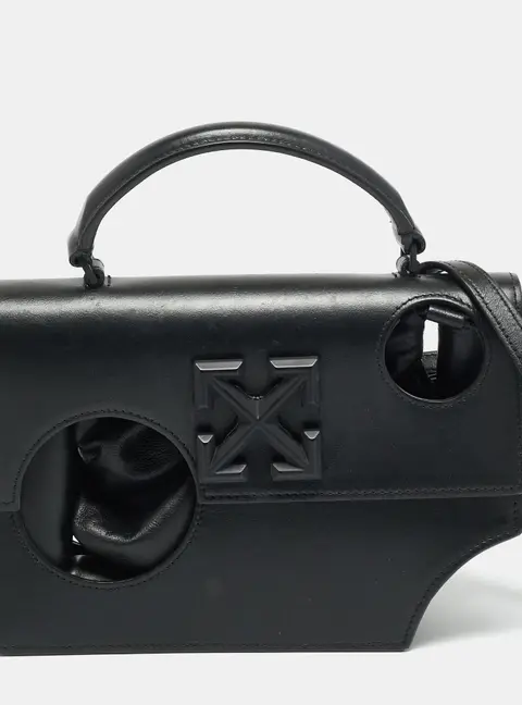 Off-White 1.4 Jitney Black Leather Top Handle Bag