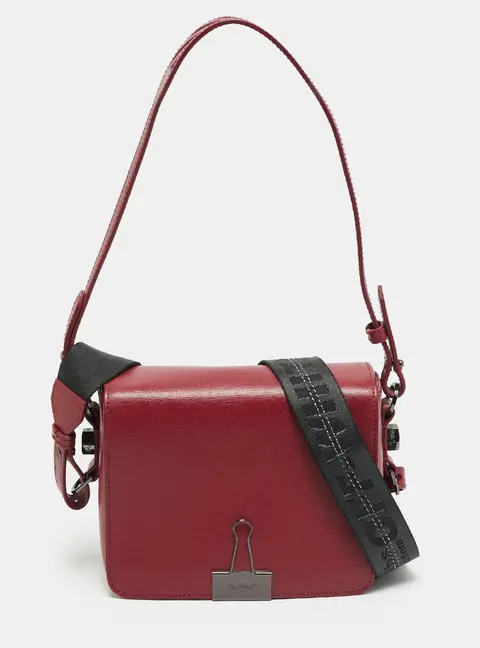Off-White Binder Clip Mini Red Leather Shoulder Bag