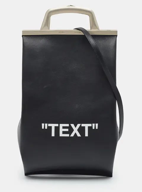 Off-White c/o Virgil Abloh Text Market Black Leather Tote