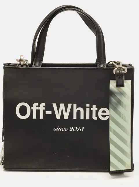 Off-White Box Mini Black Leather Tote