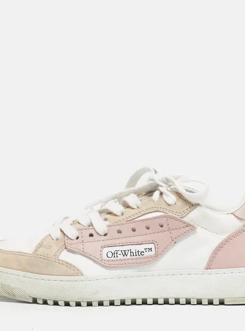 Off-White Multicolor Leather and Suede Off Court Lace Up Sneakers Size 38
