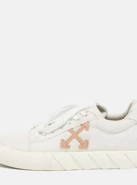 Off-White White Canvas Vulcanised Lace Up Sneakers Size 37