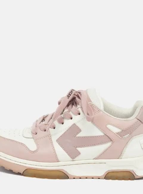 Off-White Out of Office Size 39 Pink/White Leather Lace Up Sneakers