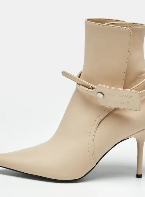Off-White Allen Size 36 Beige Leather Ankle Length Boots