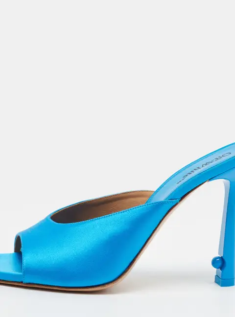 Off-White Pop Pearl Size 40 Blue Satin Mules