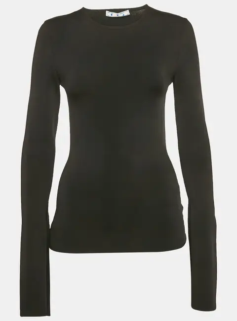 Off-White Black Rib Knit Back Open Fitted Top S