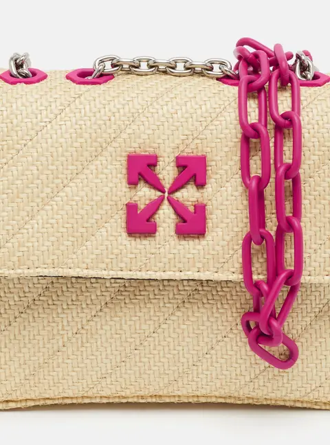 Off-White Jackhammer 19 Beige Raffia Shoulder Bag