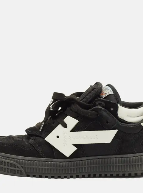 Off-White Floating Arrow Size 36 Black Fabric and Suede Lace Up Sneakers