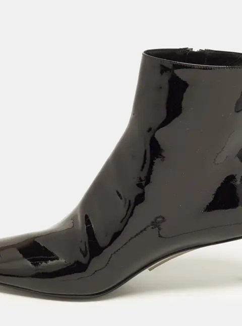 Off-White Allen Size 37 Black Patent Leather Ankle Boots