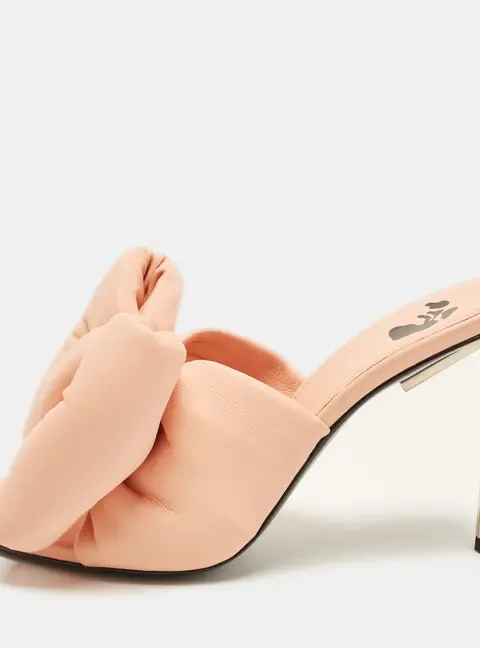 Off-White Padded Bow Size 36 Pink Leather Slide Sandals