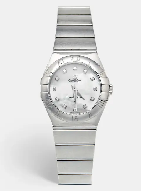 Omega Constellation 123.10.27.60.55.001 Mother Of Pearl Dial Stainless Steel Diamond Women's Wristwatch 27 mm