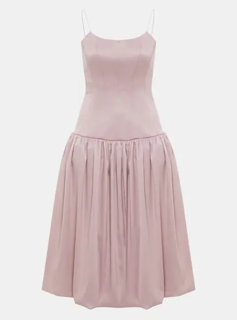 Onori Pink Corset Drop-Waist Satin Aria Dress S