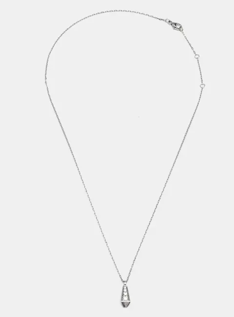 Orlov Monte Carlo Spike One Full Pave Diamonds 18k White Gold Mini Model Necklace
