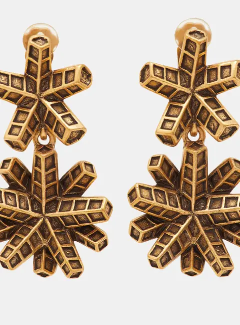 Oscar de la Renta Geometric Gold Tone Dangle Earrings