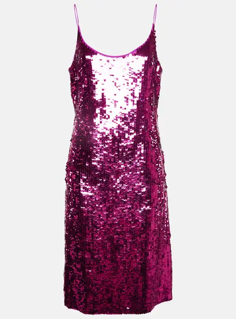 Oscar de la Renta Pink Sequin Strappy Short Dress M