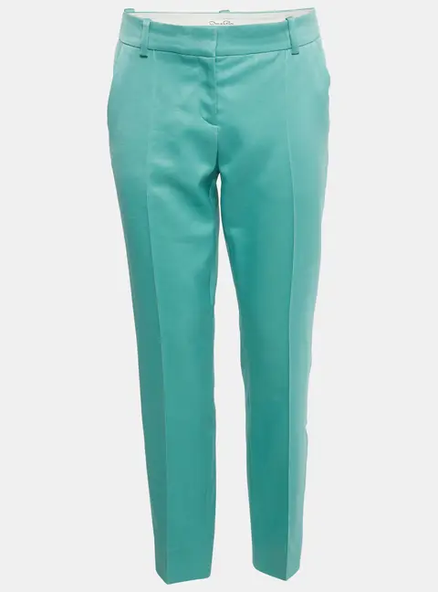 Oscar de la Renta Aqua Green Wool & Silk Formal Trousers S