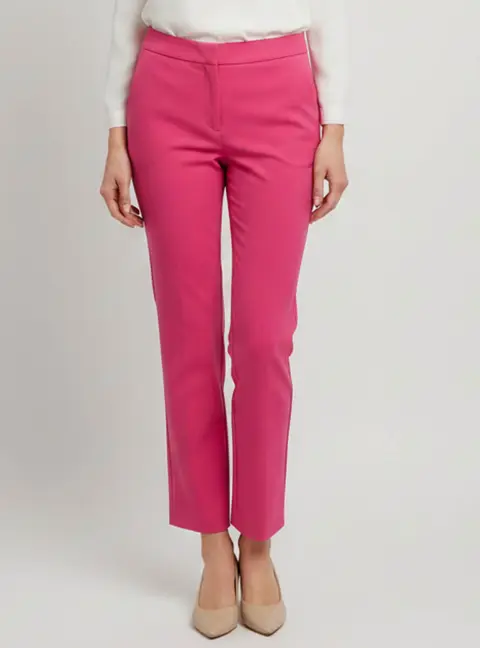 Oscar de la Renta Pink Gabardine Straight Fit Pants S