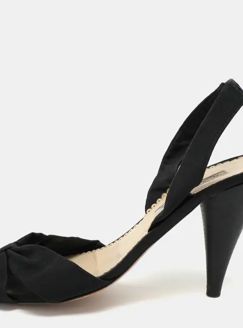 Oscar de la Renta Black Fabric Bow Slide Sandals Size 38
