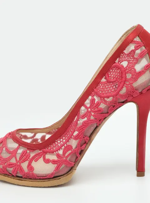Oscar de la Renta Size 38 Pink Lace Pumps