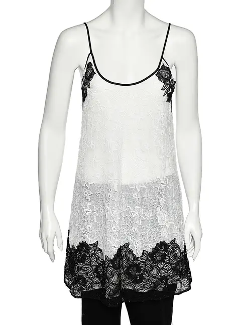 Oscar de la Renta Monochrome Lace Slip Dress M
