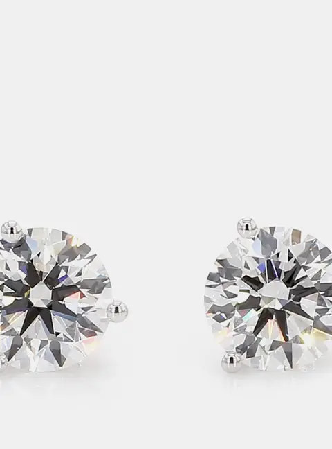 4.00 cts Round Lab Grown Diamond 14k White Gold 3 Prong Martini Studs