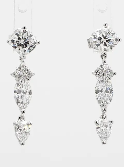 2.04 cts Lab Grown Diamond 14k White Gold Fancy Mix Earrings
